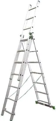 Obrázok produktu pre Al rebrík, 3 x 11 priečok, 3,15 m, 7,11 m, nastavenie schodov, ALVE 7811