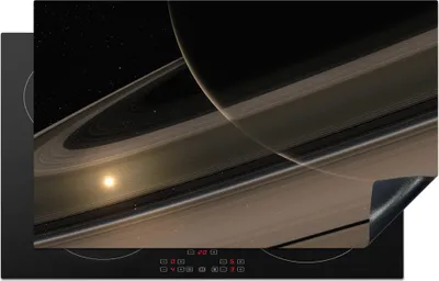 Produktbild von KitchenYeah© Herdabdeckplatte Der Planet Saturn im Sonnensystem , 83x51cm, Küche Deko, Glaskeramikkochfeld Herdabdeckung, Abdeckplatte fùr Kochfeld
