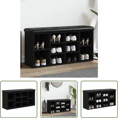 Obrázek produktu pro The Living Store Lavice na boty černá 102x32x50 cm Materiál na bázi dřeva