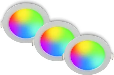 Obrázek produktu pro Briloner FUNGO sada 3 vestavných bodových svítidel 230V, stmívatelná, dálkové ovládání, RGB CCT, paměťová funkce, matný chrom, Ø12 x 2,8 cm