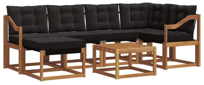 Produktbild von vidaXL Outdoor-Sofagarnitur mit Kissen 7 pcs Natürlich und Schwarz
