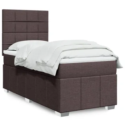 Produktbild von Schlichtes Boxspringbett mit Matratze Dunkelbraun 100x200 cm Stoff - 3211446