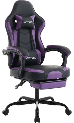 Productafbeelding van Ergonomische gamingstoel met voetsteun en lendensteun, zwart-paars