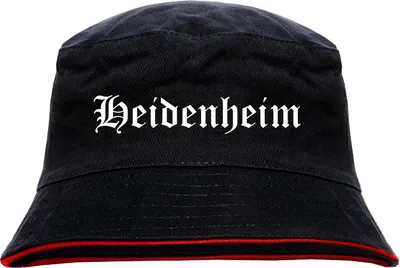 Produktbild von Heidenheim Anglerhut - Altdeutsche Schrift - Schwarz-Roter Fischerhut S/M SchwarzRot