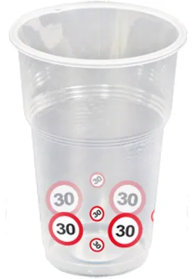 10 Partybecher mit Verkehrsschild-Design, 350 ml, 11 cm