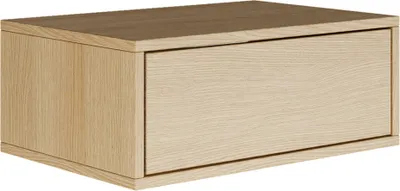 A wooden nightstand with a single drawer, shown from a slightly elevated side angle against a white background.
