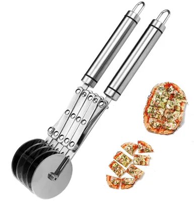 Deegschneider aus Edelstahl, 5 Räder, verstellbar, für Pizza, Gebäck, Brot