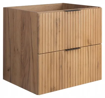 Zdjęcie produktu dla Szafka Łazienkowa Wisząca Pod Umywalkę 60X46 Cm Flisan Dąb Ryflowana