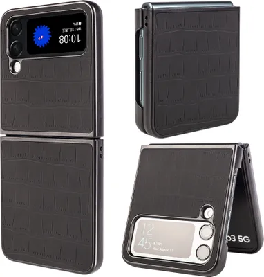 Produktbild von Samsung Galaxy Z Flip4 Design Crocodile Texture Schwarz Hülle Schutz Hart Cover