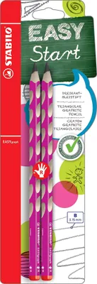 Zdjęcie produktu dla Ergonomiczny trójkątny ołówek dla praworęcznych - STABILO EASYgraph w kolorze różowym - opakowanie 2 sztuki - twardość B