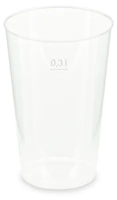 Produktbild von 15x Mehrwegbecher Pfandbecher transparent stabil+ PP 0,3L Eichstrich Ø 80mm