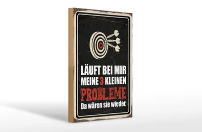 Produktbild von Holzschild  Dart Meine 3 kleinen Probleme Da wären sie, 30x20 cm, Holzschilder Spruch Sport Hobby