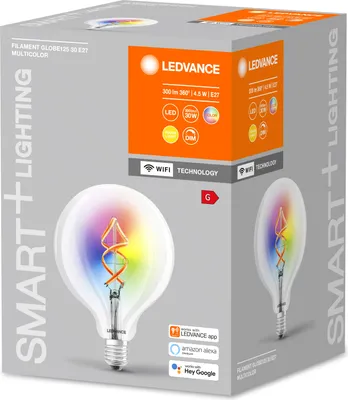 Zdjęcie produktu dla LEDVANCE SMART+ Filament WiFi Globe RGBW 4,5W E27 z możliwością ściemniania 2700K