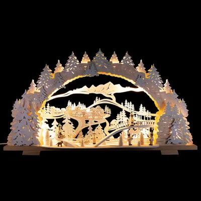 Produktbild von Schwibbogen Ski und Rodeln im Erzgebirge (70x43cm) von Tietze Erzgebirgsdesign