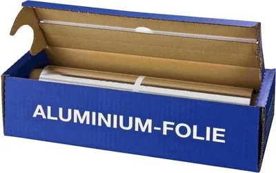 Produktbild von 1x Alufolie in praktischer Spenderbox mit Abreiss-Schiene 44 cm x 150 m 11 my