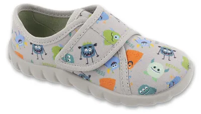 Produktbild von Hausschuhe Befado FLEXI 457P013 Barfuß Monster grau Klettverschluss
