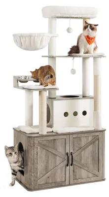 Image de Arbre à gratter Feandrea, hauteur 170 cm, grande cachette, meuble pour litière pour chats