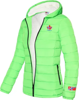 Productafbeelding van Nebulus winterjas met teddyvoering GLOWFUR, dames, warme outdoorjas, praktische en veelzijdige tussen- en winterjas, model P4836, dames, limoengroen, maat XL/42