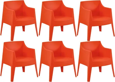 Produktbild von CLP 6er Set Gartenstühle Bartal stapelbar wetterfest UV-beständig bis 150 kg orange