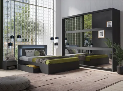Produktbild von Schlafzimmer Set 4-teilig FAIDO-166 mit Bett 180x200 cm in graphit