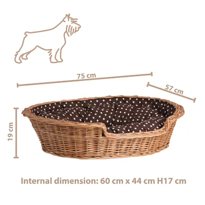 Produktbild von Hundekorb aus Weide oval mit einem Kissen 75X57 H19 CM
