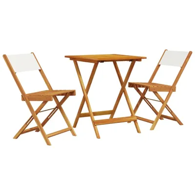 Produktbild von 3-tlg. Bistro-Set Cremeweiß Stoff und Massivholz