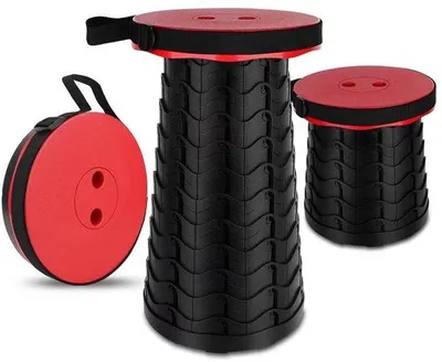 Zdjęcie produktu dla Unyqoos® Regulowany składany taboret – przenośne, teleskopowe siedzisko (wysokość 6–40 cm), średnica 26 cm, waga 1,15 kg, wykonany z tworzywa sztucznego, antypoślizgowa podstawa, maksymalne obciążenie 180 kg