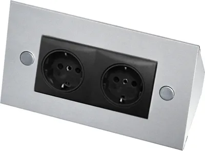 Produktbild von THEBO 2-fach Schuko Steckdosenelement E 3900/ST2 aus Aluminium