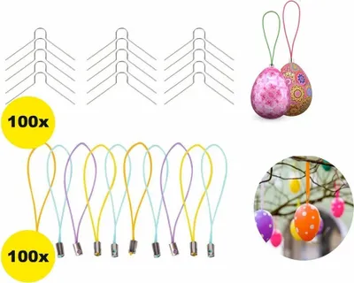 Produktbild von Ostern 200x Set Aufhänger Ostereier Haken für Ostereier Eier Deko Dekoration