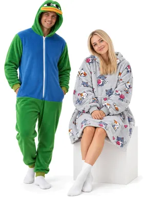 Image de Pyjama Onesie Kigurumi Costume Déguisement Pepe Frog XL : 175 - 185cm + Sweat plaid à capuche