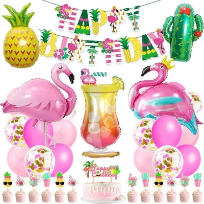 Obrázok produktu pre Hawaii party dekorácie sada flamingo fólie balón narodeniny príslušenstvo
