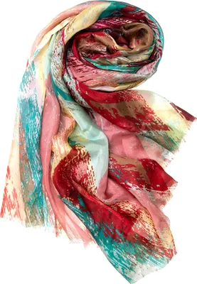 Produktbild von AHMADDY Seidenschal Halstuch fuchsia beige Seide 180x110 cm