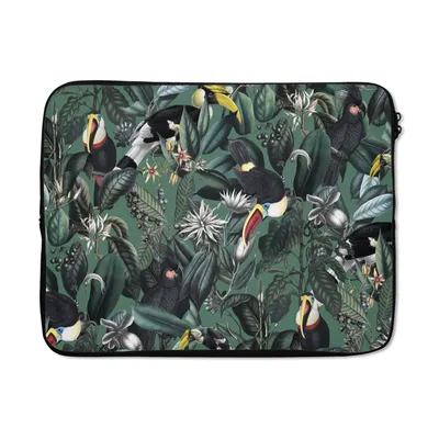 Produktbild von MuchoWow® Laptop Hülle 15 Zoll Blumen - Vogel - Collage Laptoptasche - Laptoptasche - Sleeve - Rundum-Schutz