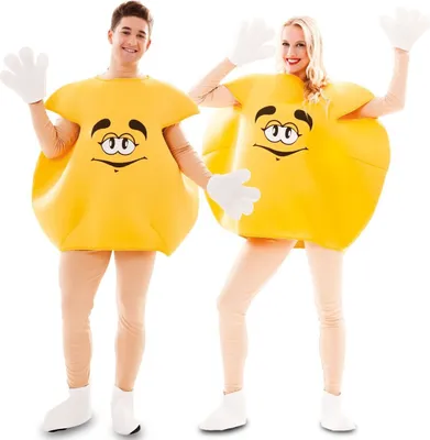 Gelbe Schokolinse Kostüm Sweet Candy für Erwachsene Gr. M/L rot Fasching Karneval Mottoparty Unisex-Kostüm Paarkostüm Gruppenkostüm Lebensmittel Süßigkeit