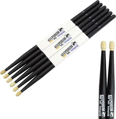 Obrázok produktu pre keepdrum 5AB Black Hickory paličky na bicie Black 3 páry