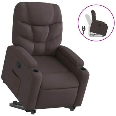 Image de vidaXL Fauteuil relax avec releveur Tissu marron foncé