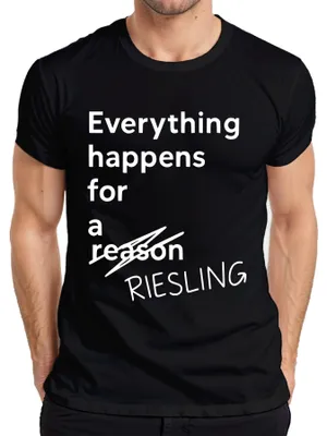 Immagine prodotto di Tutto accade per un Riesling divertente amante del vino regalo uomini T-shirt, nero, M
