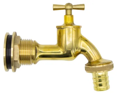 Produktbild von VARIOSAN Regentonnendurchführung + Auslaufventil Set 14948, 3/4", Messing, poliert
