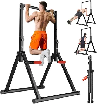 Image de Barre de traction autoportante, tour de musculation multifonctionnelle, station de dips pliable, barre de traction réglable, équipement de fitness pour entraînement à domicile, appareils de musculation