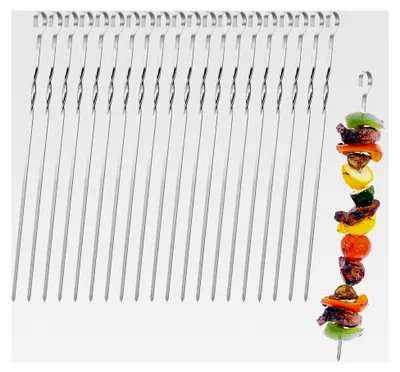 Produktbild von Grillspieße Schaschlikspieße Edelstahl 20 Stück 30 cm Metallspieße für Fleischspieße Lange Kebab Grillspieße Rouladenspieße