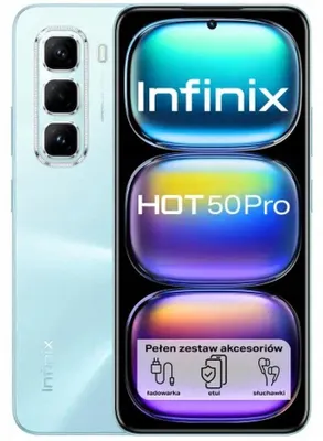 Image de Infinix HOT 50 PRO, 17.2 cm (6.78"), 8 Go, 256 Go, 50 MP, Android 14, Bleu clair