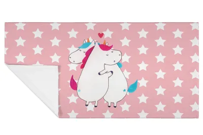 Produktbild von Mr. & Mrs. Panda Handtuch Einhorn Mitteilung - Rot Pastell - Geschenk, Frotteehandtuch, Spruch, Unicorn, Flauschtuch, 50x100, Witzig, frottierhandtuch, Baumwollhandtuch