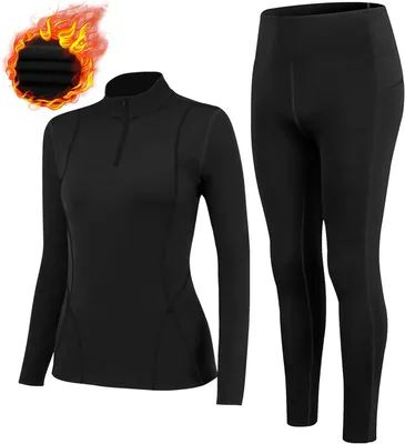 Immagine prodotto di Intimo termico da donna - Set di intimo da sci con fodera in pile - Maglia e pantaloni