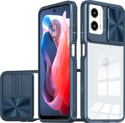 Obrázek produktu pro Pouzdro pro Motorola Moto G (2024) Hybridní průhledné TPU bumper pouzdro s posuvným krytem kamery modré