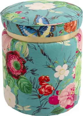 Blumenmotiv-Krücke Ø 39 cm, Sitzhöhe 47 cm, blau mehrfarbig, rund