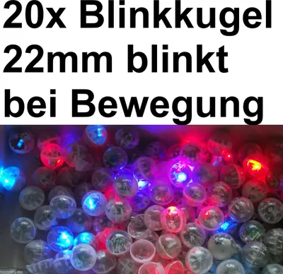 Produktbild von 20X Blinkkugel Kugel Blinklicht Basteln Led Blinki Blau Rot Bewegungssensor