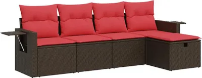 Zdjęcie produktu dla vidaXL 5-częściowa sofa ogrodowa z poduszkami z brązowego polirattanu