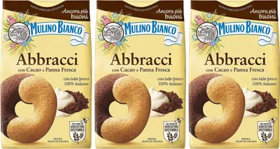 Produktbild von MULINO BIANCO Abbracci knusprige italienische Kekse mit Butter- und Kakaogeschmack 350g x 3 pakete (Abbracci, x3)