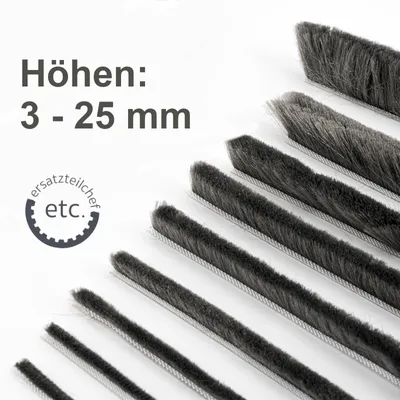 Produktbild von 5m selbstklebende Bürstendichtung grau, B 6,7mm H 3mm Dichtungsbürste Türbürste