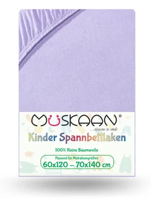 Produktbild von Jersey Kinder Spannbettlaken 60x120 cm - 70x140 cm Flieder 100% Baumwolle